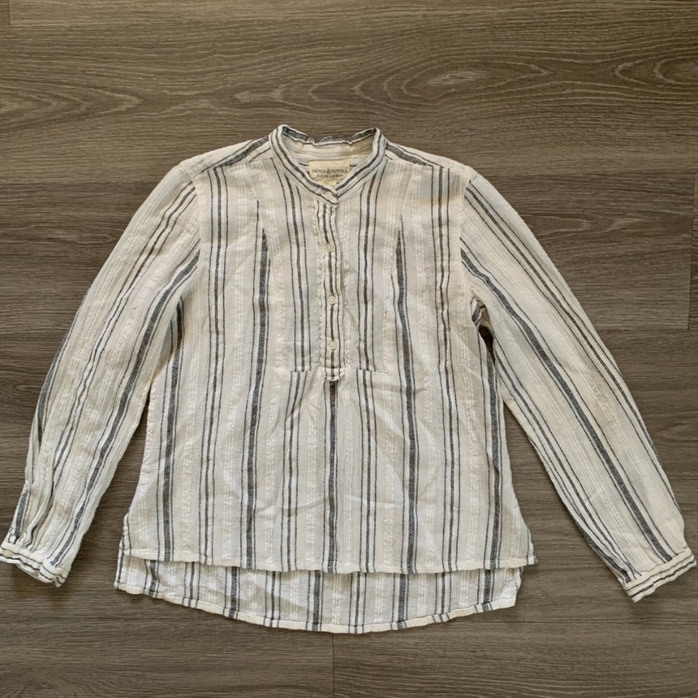 Ralph Lauren White Stripe Cotton Blouse